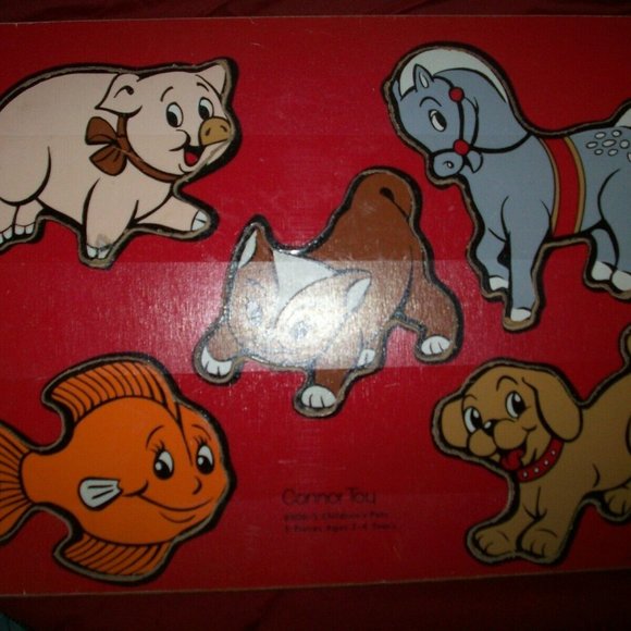 Lot of 3 - Vintage 1985 Small World Toys Connor Red Toddler Wooden Knob Puzzles - Picture 2 of 7